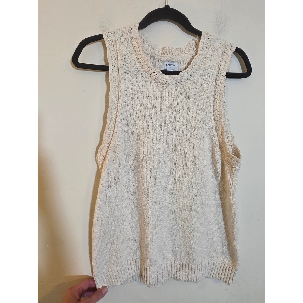 J.Crew Womens Cream Cotton Blend Knit Sleeveless Sweater Shell CC114 XL